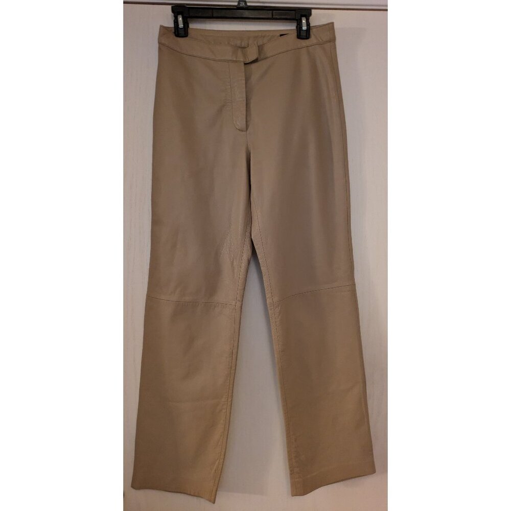 111 State Genuine Leather Pants - Size 8 Beige/Tan